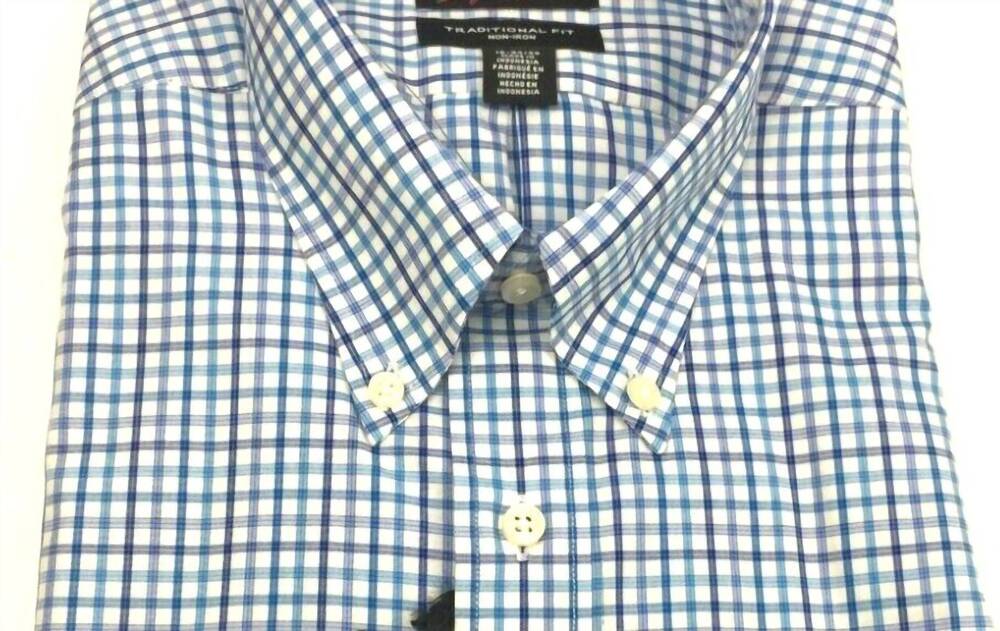 NEW KIRKLAND SIGNATURE men's traditional fit non-iron button collar dress shirt